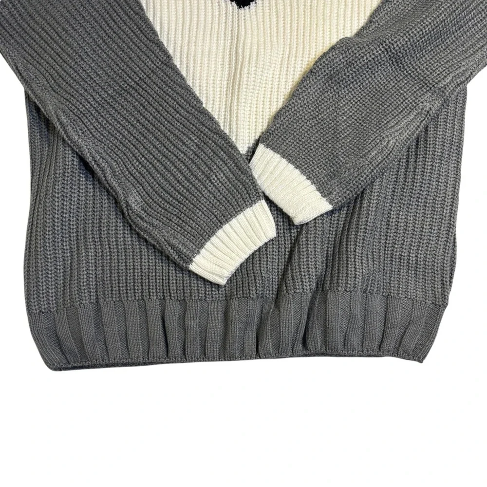 Chevron Knit Sweater Pullover Long Sleeve Color Block Winter‎ Warm Top Small